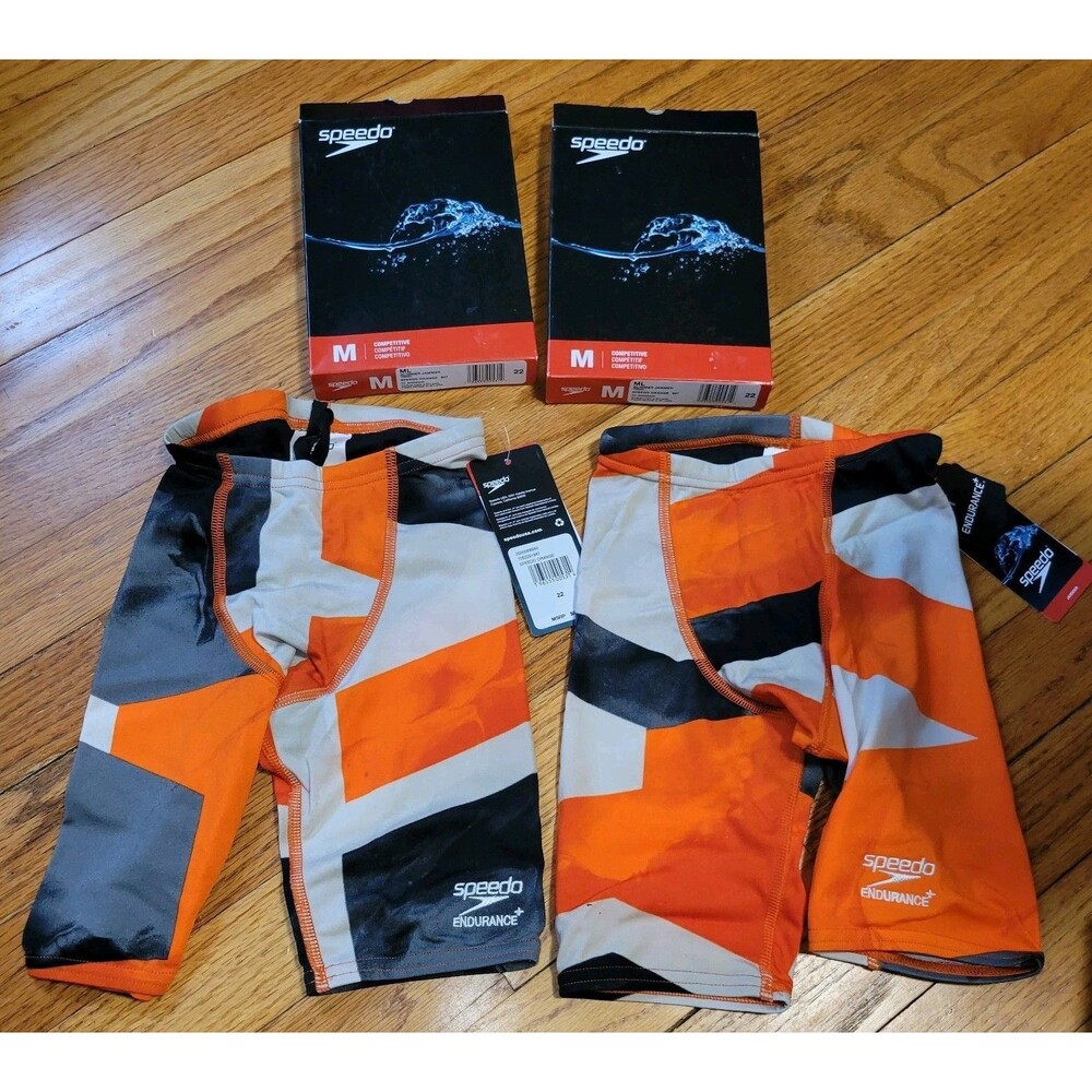 Lot Of 2 NEW Speedo Boys Youth Size 22 Endurance Glimmer Jammer Swim Suit Shorts